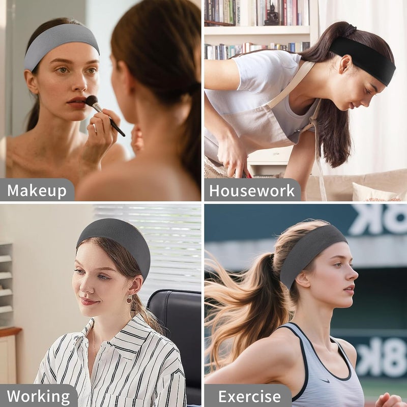 Panleding 12 Pack Sports Headbands for Women, Non-Slip Elastic Soft Hair Bands, Fashion Hair Warp for Workout, Yoga, Running, Fitness (3 Neutral Colors) - Image 5